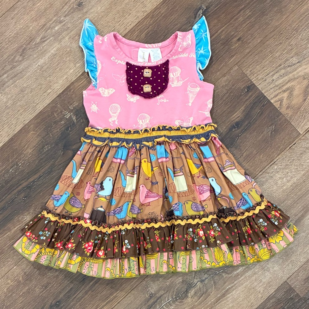 Matilda Jane Paint By Number Butternut Birds Ruffle Twirl Dress Outfit 18m